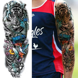 Lianfudai western jewelry for women Sexy Wolf Full Flower Arm Temporary Tattoo Stickers For Men Body Art Sleeve Tattoo Decals Girl Women Waterproof Tatoo Fox Legs