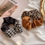 Lianfudai Plaid Scrunchies For Women Girl Elastic Hair Bands Ties Accessories Pitchwork Bow Knot Wholesale