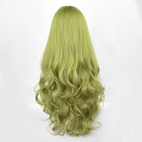 Lianfudai human hair wigs deep wave frontal wig hairstyles lacefront wig hairstyles 24inch Synthetic Green Black Hair Curly Big Wave Cosplay  Wigs With Bangs for Women African American Heat Resistant Fiber Hair