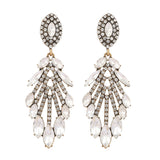 Lianfudai New Clear Crystal Earrings For Women Rhinestone Jewelry Geometric Accessories Long Big Bijoux Wedding Party Christmas Gift