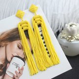 Lianfudai Long Tassel Earrings Fashion Jewelry Bohemia Statement Summer Dangle Aesthetic Earrings for Women Accessories Korean Style