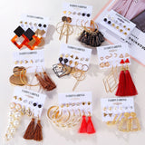 Lianfudai jewelry gifts for women hot sale new Vintage Women Drop Earrings Set Bohemia Acrylic Tassel Pearl Alloy Long Pendant Earrings Geometric Jewelry Party Gift