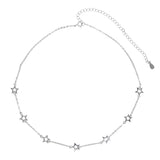 Lianfudai delicate dainty classic fine jewelry tiny hollow star charm thin silver link chain star choker necklace