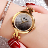 Lianfudai Women's Watches  Luxury Ladies Bracelet Watch Gradient Rose Gold Small Dial Dress Waterproof Quartz Wristwatch Gift to Women