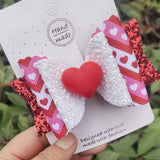 Lianfudai easter gifts for girls Thumblina Cute Heart Love Hairgrips Glitter Hair Bow Dance Party Hair Accessories Girls Spring Valentine Hair Bows