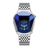 Lianfudai watches on sale clearance New Luxury Watch Mens Watches Geometric Locomotive Design Quartz Watch for Men Black Fashion Stainless Steel Male Clock