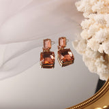 Lianfudai Korean New Design Fashion Jewelry Double Square Earrings Luxury Transparent Glass Crystal Party Earrings for women gift