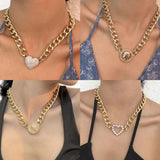 Lianfudai christmas gift ideas More Styles Metal Gold Thick Chain Necklace Lion Head Choker Necklace for Girl Rhinestone Heart Pendant Necklace Hip Hop Jewelry