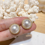 Lianfudai Christmas wishlist Korean version of the high-grade crossover fashion imitation pearl earrings lady jewelry shiny Fangzuan Free shipping
