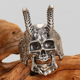 Lianfudai father's day gifts Gothic Men's Ghost Head Skull Ring Men's Women's Bullhead Ghost Head Punk Hip Hop Rock Club Ring Gift