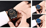 Lianfudai father's day gifts Watches Mens Top Brand Luxury Casual Leather Quartz Men's Watch Business Clock Male Sport Waterproof Date Chronograph