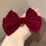 Lianfudai Women Girl Big Bow knot Tie Barrette Hair clips Hairpins Bands Velvet Fashion Korean Lady Head wear Accessories Wholesale Gifts