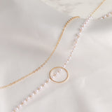 Lianfudai jewelry gifts for women hot sale new Vintage Hollow Circle Pearl Collar Necklace For Women Fashion Simple Metal Circle Pendant Necklace Choker Jewelry Gift