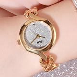 Lianfudai Women's Watches  Luxury Ladies Bracelet Watch Gradient Rose Gold Small Dial Dress Waterproof Quartz Wristwatch Gift to Women