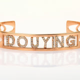 Lianfudai Christmas gifts ideas Customized Zircon Letter Name Bracelet Personalized Custom Bangles Women Men Rose Gold Stainless Steel Mothers's Day Gifts