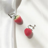 Lianfudai Stereo Simulation Red Strawberry Dangle Earring New Fruit Strawberry Earring Female Lovely Sweet Girl for Women Jewelry Gifts