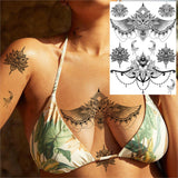 Lianfudai western jewelry for women Black Henna Lace Temporary Tattoos Sticker For WOmen Butterfly Moth Mehndi Flower Fake Tatoo Sticker Feather Flora Tatoo