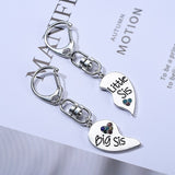 Lianfudai 2 Pcs-Set Big Sister Little Siste Keychain Love Heart Crystal Key Chain Family Zinc Alloy Couples Party Jewelry Accessories Gift