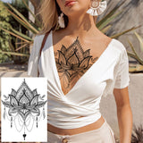Lianfudai western jewelry for women Black Henna Lace Temporary Tattoos Sticker For WOmen Butterfly Moth Mehndi Flower Fake Tatoo Sticker Feather Flora Tatoo
