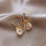 Lianfudai gifts for her New Trendy Star Moon Dangle Earrings Women Temperament Fashion Geometry Metal Pearl Zircon Pendant Earrings Party Jewelry