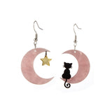 Lianfudai Christmas decor ideas Women Drop Dangle Earrings Weird Big Long Punk Hip Hop Cute Moon Star Cat Cерьгиc Cережки Pendients Kolczyki ピアス Fashion Jewelry