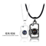 Lianfudai father's day gifts  2pcs Magnetic Distance Sun Moon Couple Necklace Lover 100 Languages I Love You Projection Pendant Necklace Wedding Jewelry Gifts