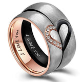 Lianfudai Christmas wishlist Rose Gold/Black Color Heart Couple Rings Stainless Steel Couples Lovers Love Promise Ring For Men Women Jewelry Dropshipping