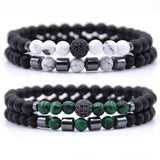 Lianfudai gifts for men 6mm Natural stone beads Bracelet 2pcs/set CZ Ball Beaded bracciali femme Friends Bracelets For Women Men Jewelry mens bileklik