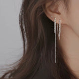 Lianfudai Christmas wishlist Silver Colour New Arrival Round Brand Tassel Long Earrings Temperament Sexy Fashion INS Handmade Jewelry Cерьга