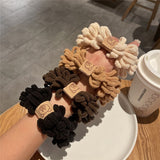 Lianfudai Solid Scrunchies for Women Girl Flush Tassel Autumn Winter Hair Tie Elastic Bands Korean Accessories Handmade Wholesale