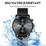 Lianfudai father's day gifts  Fashion Mens Watches Top Brand Luxury Quartz Watch Men Casual Slim Mesh Steel Waterproof Sport Watch Relogio Masculino