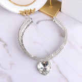 Lianfudai Christmas gifts ideas 3D Rhinestone Zircon Big Love Heart Pendant Choker Necklace for Women Luxury Crystal Clavicle Chain Collar Choker