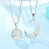 Lianfudai CHEISTMAS gifts for her New Creative Sun Moon Pendant Couple Necklace Fashion Lovers Friendship Jewelry I Love You Memorial Valentine's Day Gift