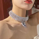 Lianfudai Christmas gifts ideas 3D Rhinestone Zircon Big Love Heart Pendant Choker Necklace for Women Luxury Crystal Clavicle Chain Collar Choker