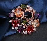 Lianfudai - Fascinating Design Different Geometry Shape Cubic Zircon Rose Gold Brooch For Women Elegant Jewelry In Wedding Party