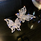 Lianfudai christmas gift ideas Exaggerated Rhinestone Big Butterfly Brooches Pin Jewelry for Women Luxury Crystal Tassel Heart Brooch Clips Clothing Accessorie