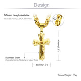 Lianfudai Mens Jewellery Cross Necklace Locket Gothic Accessories Halloween Punk Cuban Link Chain Jesus Christ Gift Easter Colgante Hombre