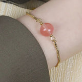 Lianfudai - Trendy Strawberry Crystal Bracelet Japan and South Korea Fashion Simple and Exquisite Opal Adjustable Jewelry Female Gift New