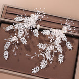 Lianfudai bridal jewelry set for wedding Luxury Crystal Pearl Beads Leaf Hair Clips Snowflowers Vine Floral Barrettes Wedding Hair Accessories Bridal Hair Clip Ornaments