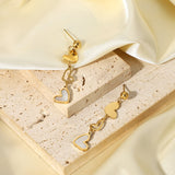 Lianfudai New Trendy Triangle Stainless 14K Gold Heart-Shaped Disc C-shaped Earrings For Women Jewerly Party Gift