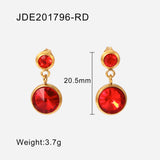 Lianfudai New Arrival 18K Plated Stainless Steel Jewelry Gift Size Round Four Colors Cubic Zirconia Pendant Earrings For Women Party