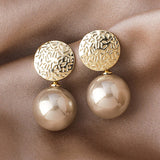 Lianfudai Christmas gifts ideas New Korean Style White Pearl Drop Earrings for Women Shiny Rhinestone Temperament Earring Wedding Party Engagement Jewelry