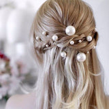 Lianfudai bridal jewelry set for wedding Fashion U-shaped Pin Metal Barrette Clip Hairpins Simulated Pearl Bridal Tiara Hair Accessories Wedding Hairstyle Design Tools