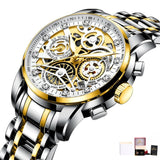 Lianfudai jewelry for men hot sale new Men’s Watches Tourbillon Rotating Window Top Luxury Brand Fashion Quartz Men Watch Waterproof Gold Steel Business Wristwatch