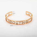 Lianfudai Christmas gifts ideas Customized Zircon Letter Name Bracelet Personalized Custom Bangles Women Men Rose Gold Stainless Steel Mothers's Day Gifts