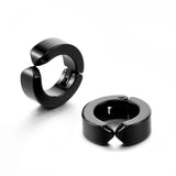 Lianfudai 1 Pair Men's Stainless Steel Non-Piercing Earring Clip On Ear Stud Cuff  Earrings Men Black ER960