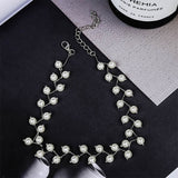 Lianfudai  New Arrivals Hot Fashion Black Crystal Necklace Kolye Collier Simple Cross Strand Beaded Chokers Necklaces Women Jewelry