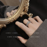 Lianfudai gifts for women  1pcs Gold Plated Titanium Steel Zirconia Couple Ring Men's and Women's Fashion Index Finger Rings Luxury Trendy Jewelry