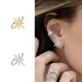 Lianfudai Simple Star Shape Zircon Ear Cuff for Women Charming Crystal Clip on Earrings Earcuff Without Piercing Earrings Jewelry Gifts