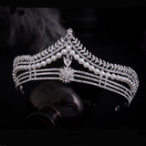 Lianfudai bridal jewelry set for wedding Luxury Silver Color Crystal Pearl Leaf Bridal Tiaras Crown Geometric Rhinestone Pageant Diadem Wedding Hair Accessories